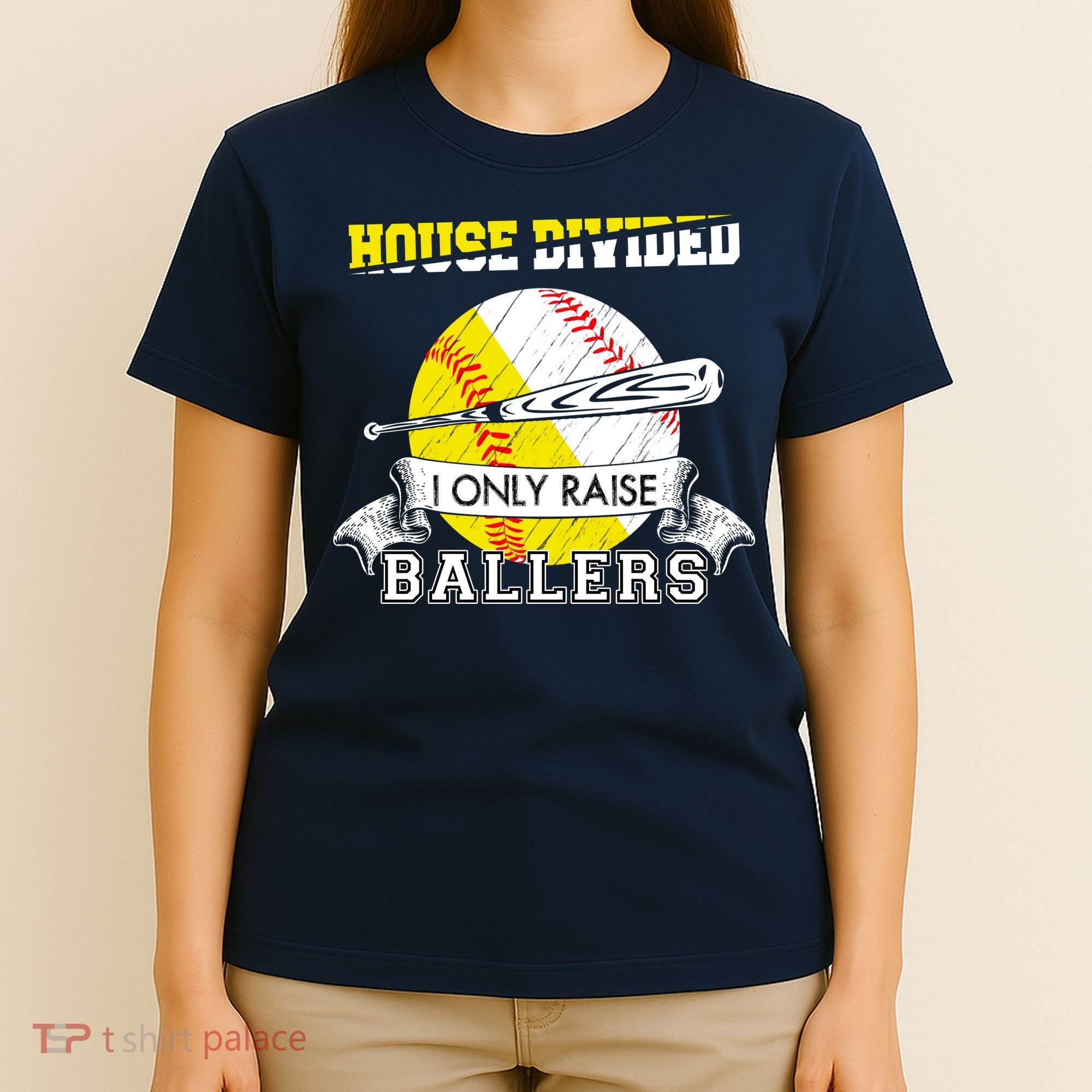 House Divided I Only Raise Ballers Baseball Softball Mom And Dad T-Shirt