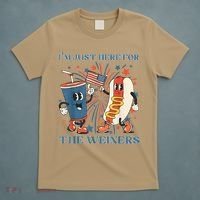Hot Dog I'm Just Here For The Wieners 4Th Of July T-Shirt thumb 5