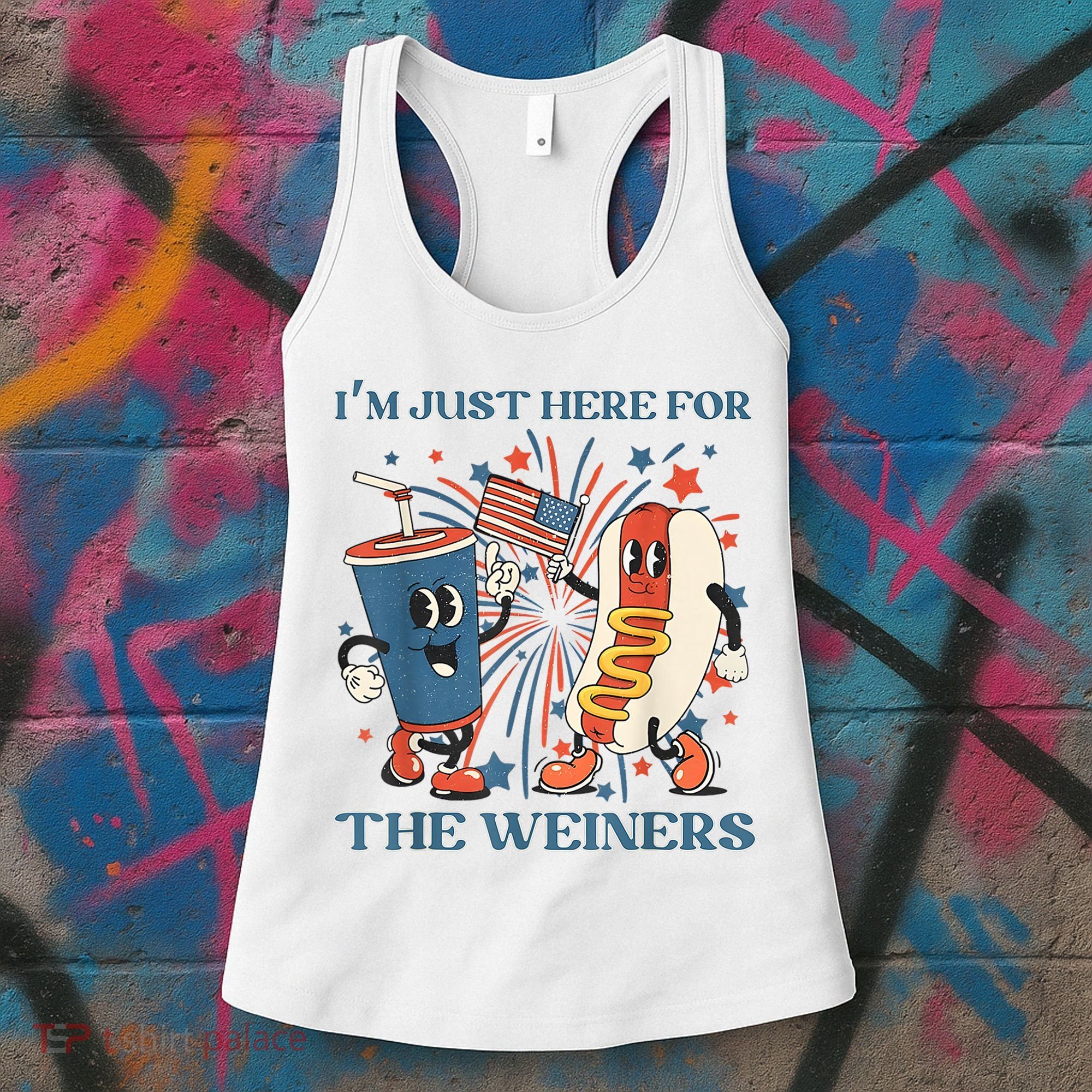 Hot Dog I'm Just Here For The Wieners 4Th Of July Women's Tank Top