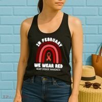 Heart Disease In February We Wear Red Women's Tank Top thumb 2