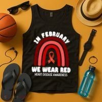 Heart Disease In February We Wear Red Tank Top thumb 4