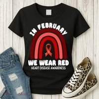 Heart Disease In February We Wear Red Women's T-Shirt thumb 3