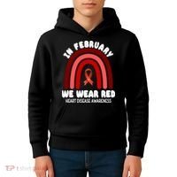Heart Disease In February We Wear Red Kids Hoodie thumb 4