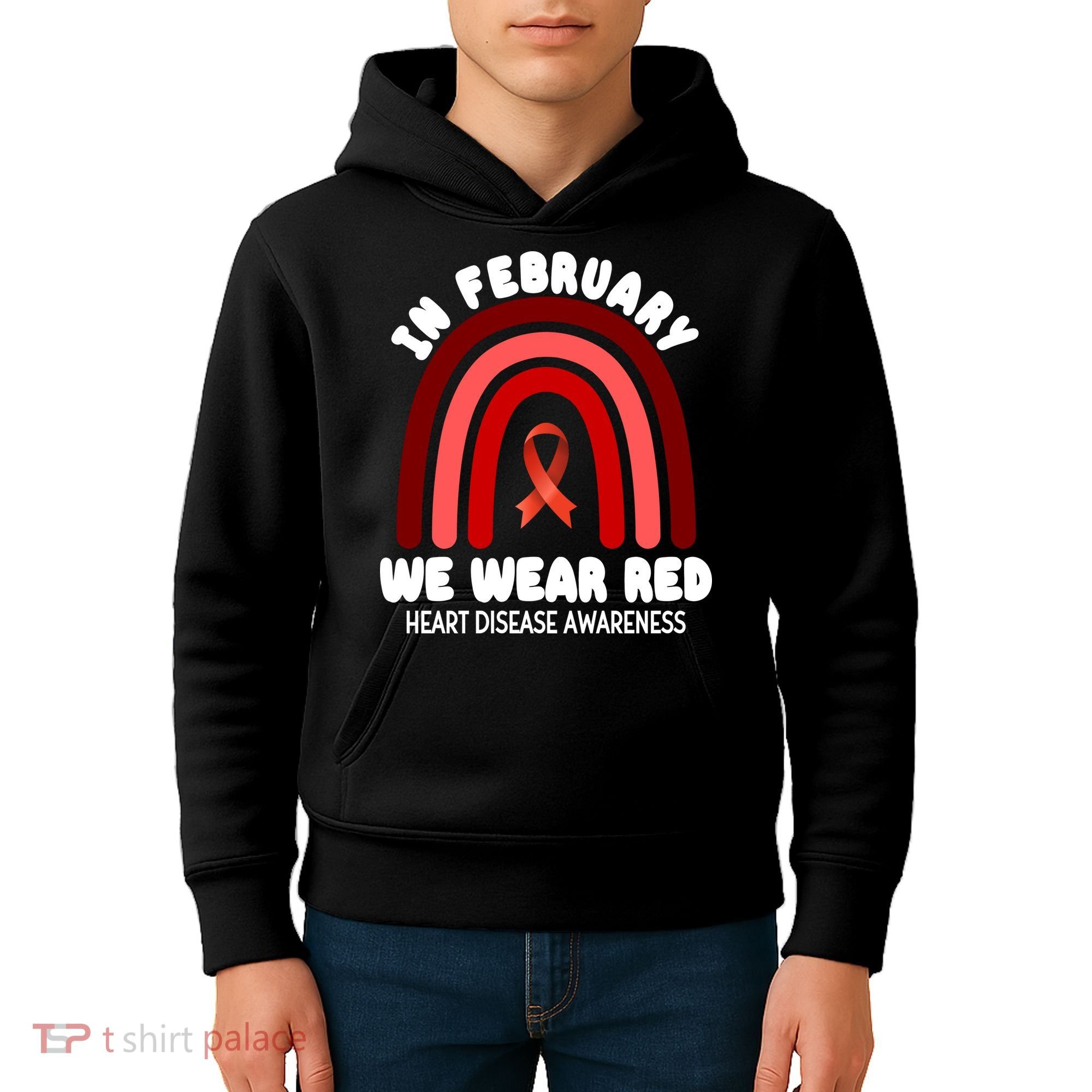 Heart Disease In February We Wear Red Kids Hoodie