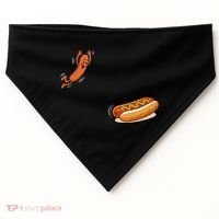 Hot Dog Jumping Into Bun Sausage BBQ USA-Made Doggie Bandana thumb 0