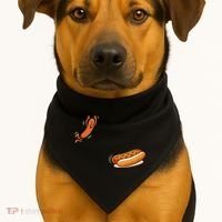Hot Dog Jumping Into Bun Sausage BBQ USA-Made Doggie Bandana thumb 1