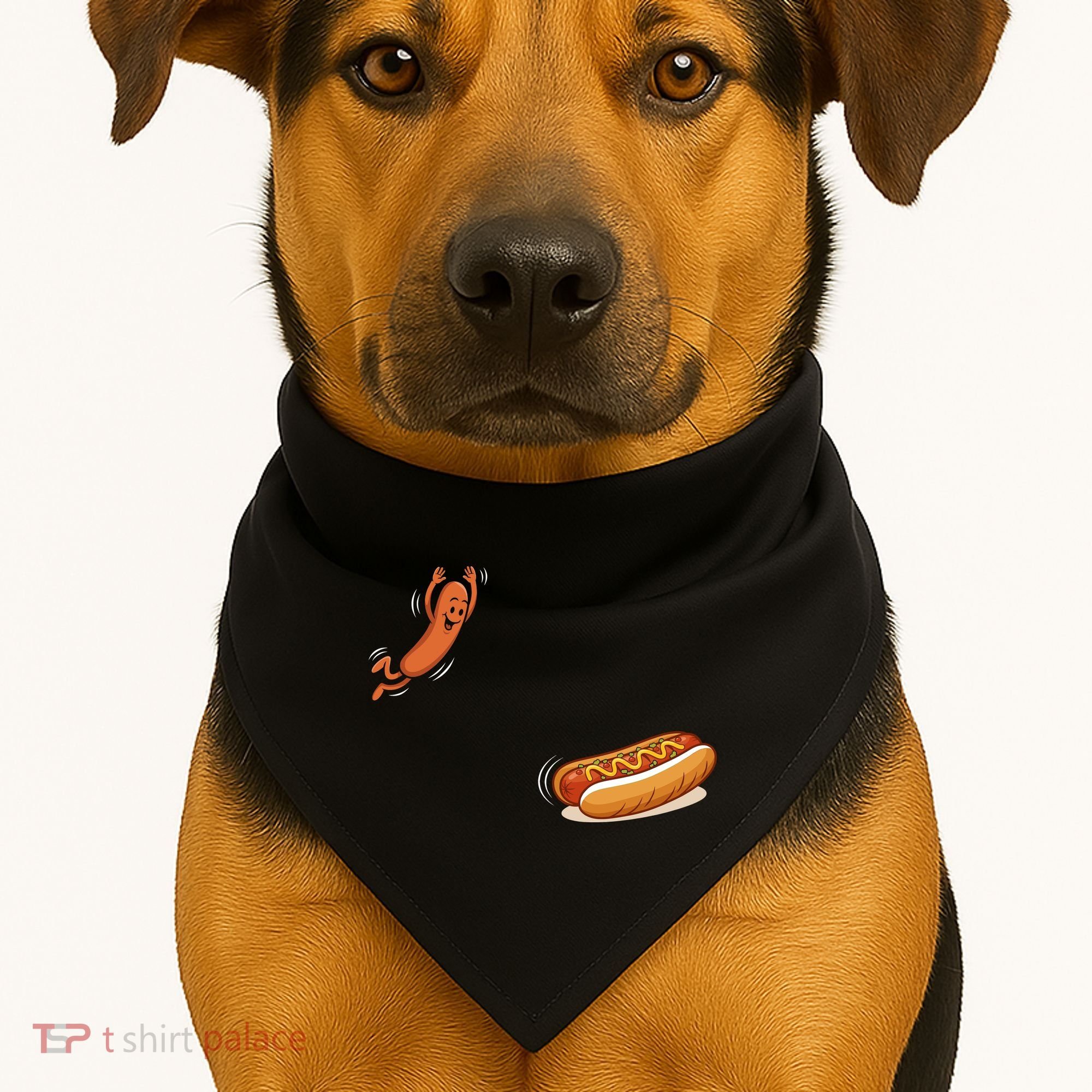 Hot Dog Jumping Into Bun Sausage BBQ USA-Made Doggie Bandana
