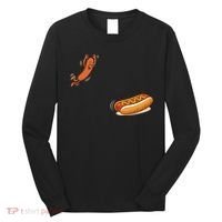 Hot Dog Jumping Into Bun Sausage BBQ Long Sleeve Shirt thumb 0