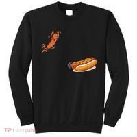 Hot Dog Jumping Into Bun Sausage BBQ Sweatshirt thumb 0