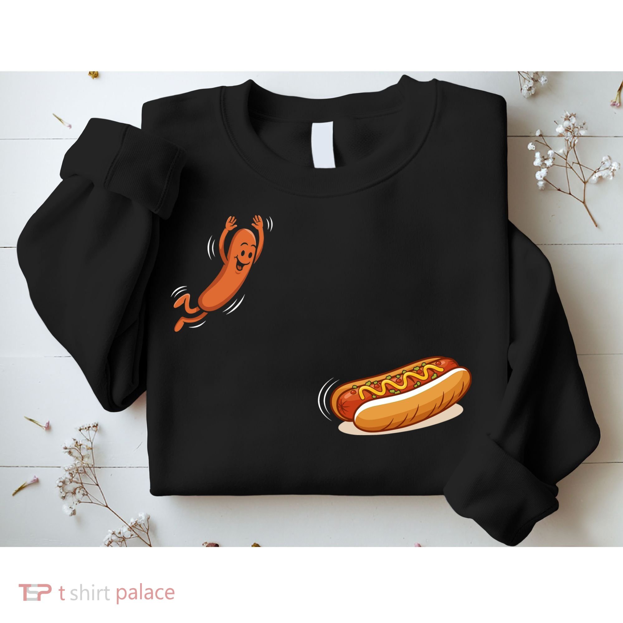 Hot Dog Jumping Into Bun Sausage BBQ Sweatshirt