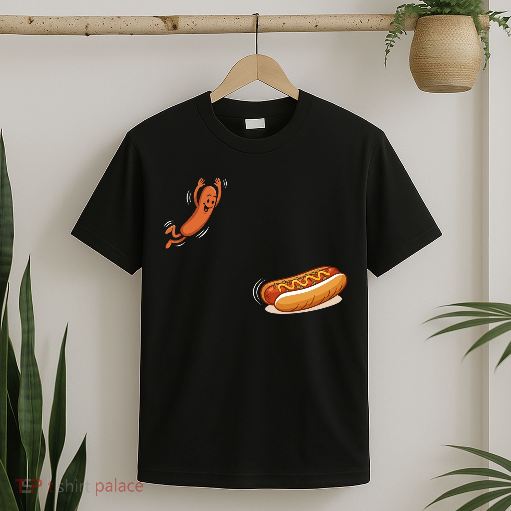 Hot Dog Jumping Into Bun Sausage BBQ T-Shirt