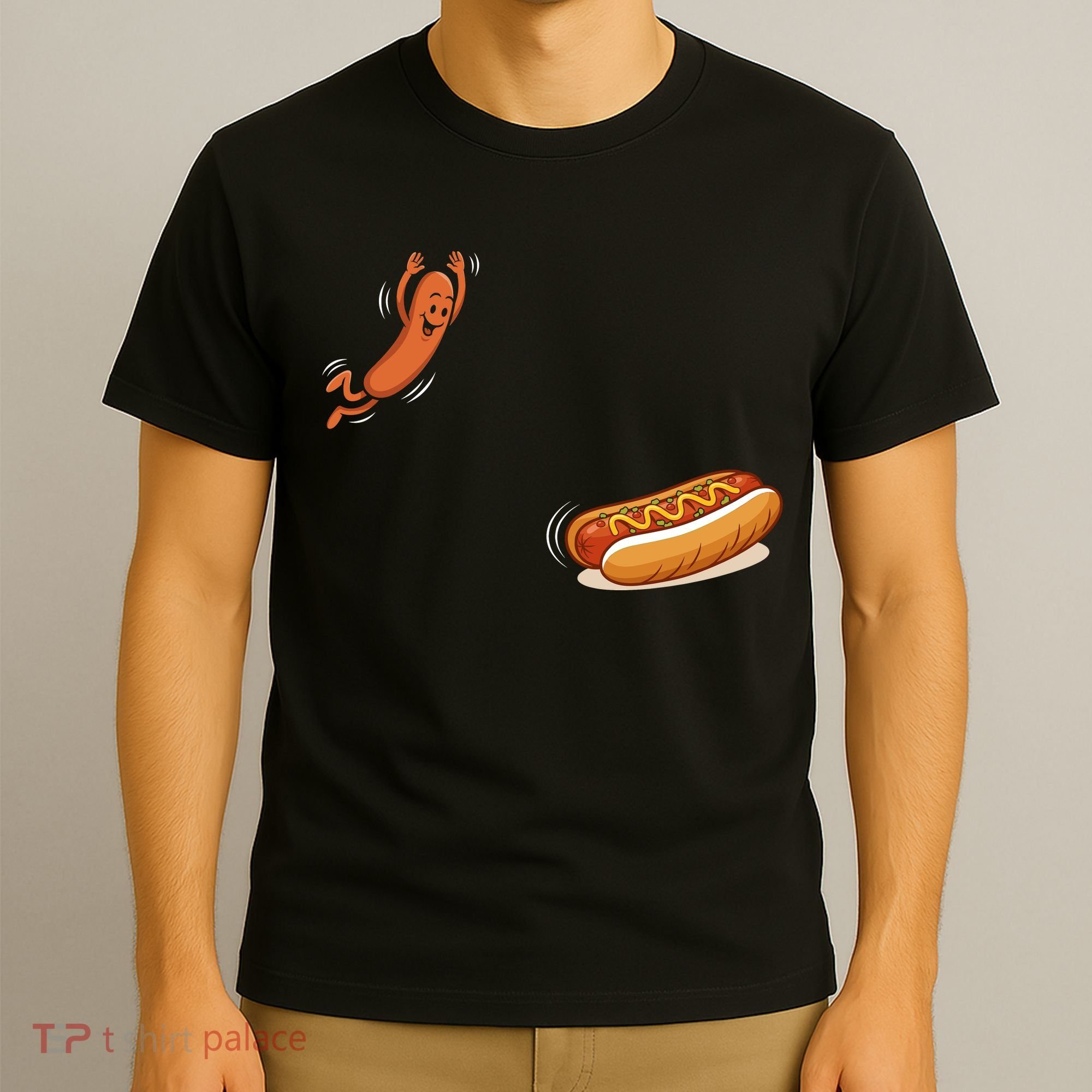 Hot Dog Jumping Into Bun Sausage BBQ T-Shirt