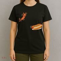 Hot Dog Jumping Into Bun Sausage BBQ T-Shirt thumb 4