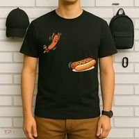 Hot Dog Jumping Into Bun Sausage BBQ T-Shirt thumb 6