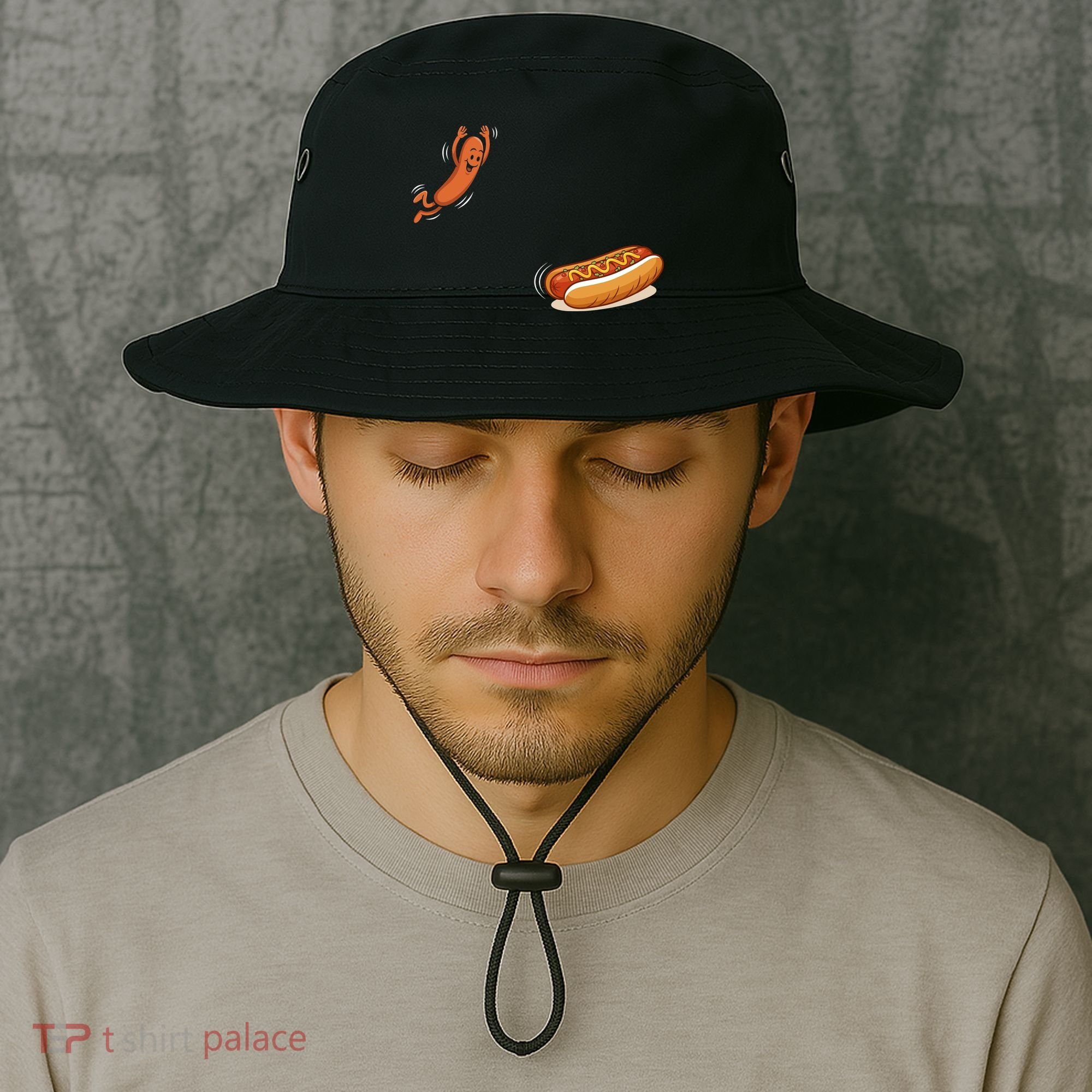 Hot Dog Jumping Into Bun Sausage BBQ Bucket Hat