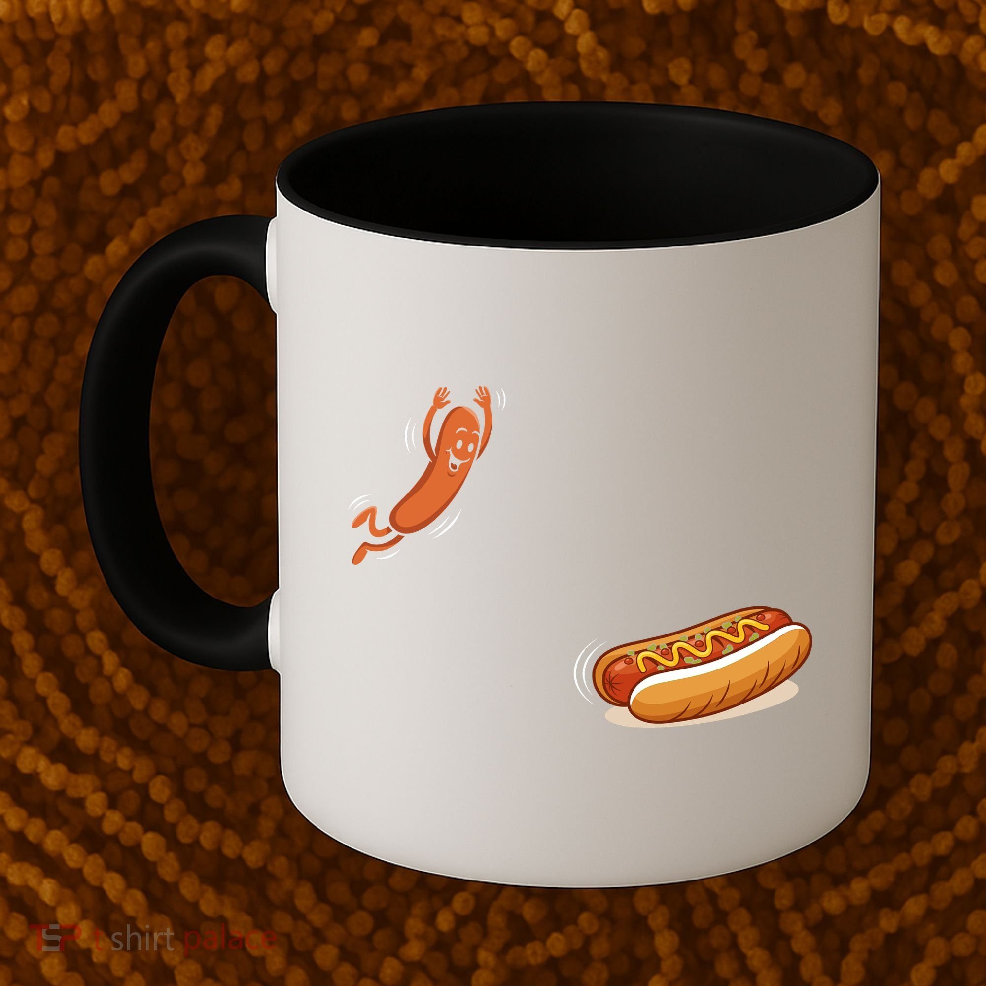 Hot Dog Jumping Into Bun Sausage BBQ Coffee Mug