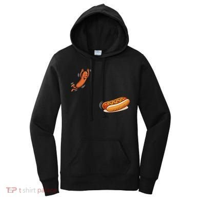 Hot Dog Jumping Into Bun Sausage BBQ Women's Hoodie
