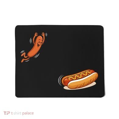 Hot Dog Jumping Into Bun Sausage BBQ Mousepad