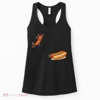 Hot Dog Jumping Into Bun Sausage BBQ Women's Tank Top thumb 0