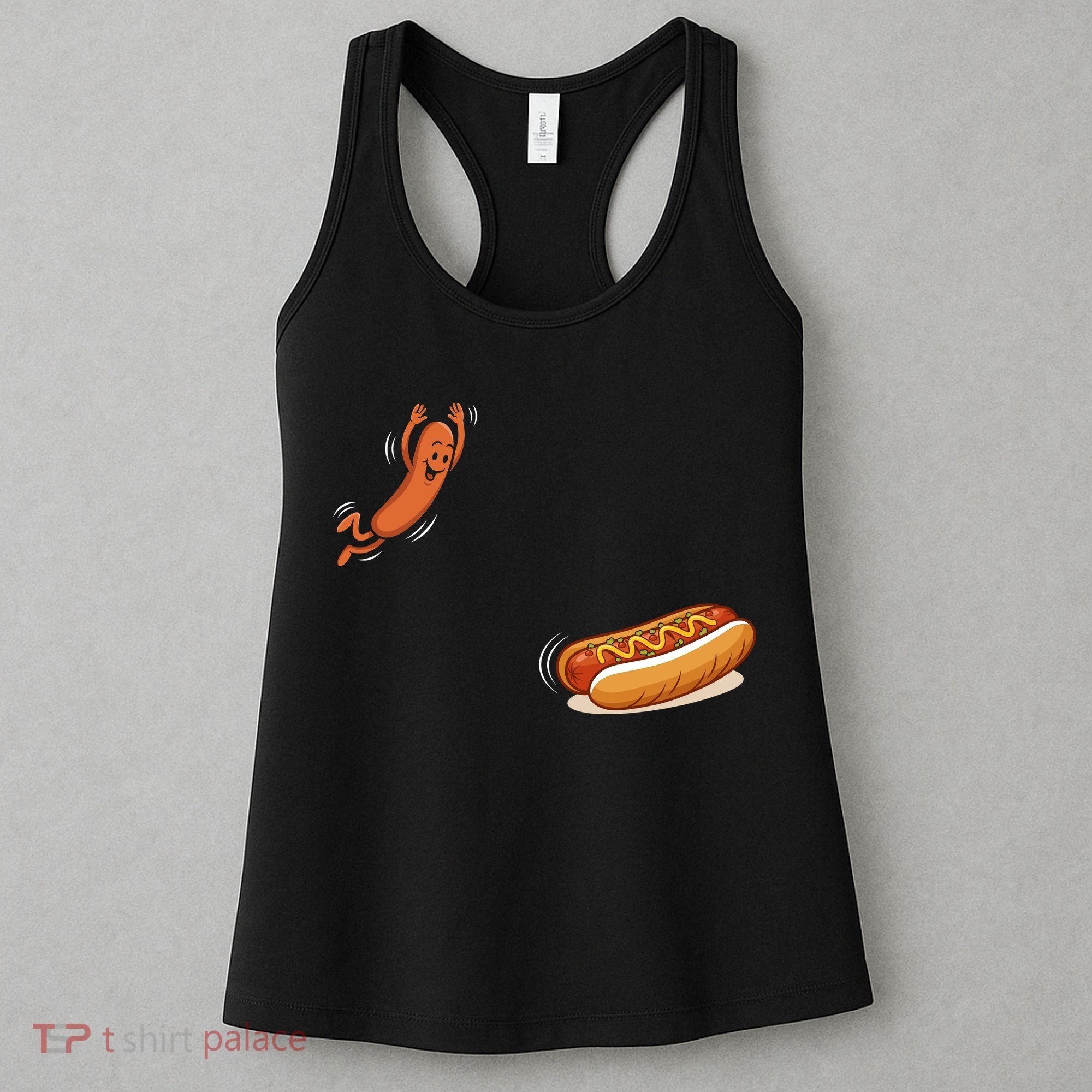 Hot Dog Jumping Into Bun Sausage BBQ Women's Tank Top