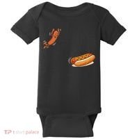 Hot Dog Jumping Into Bun Sausage BBQ Baby Bodysuit thumb 0