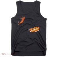Hot Dog Jumping Into Bun Sausage BBQ Tank Top thumb 0
