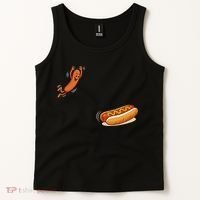 Hot Dog Jumping Into Bun Sausage BBQ Tank Top thumb 2