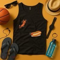 Hot Dog Jumping Into Bun Sausage BBQ Tank Top thumb 4