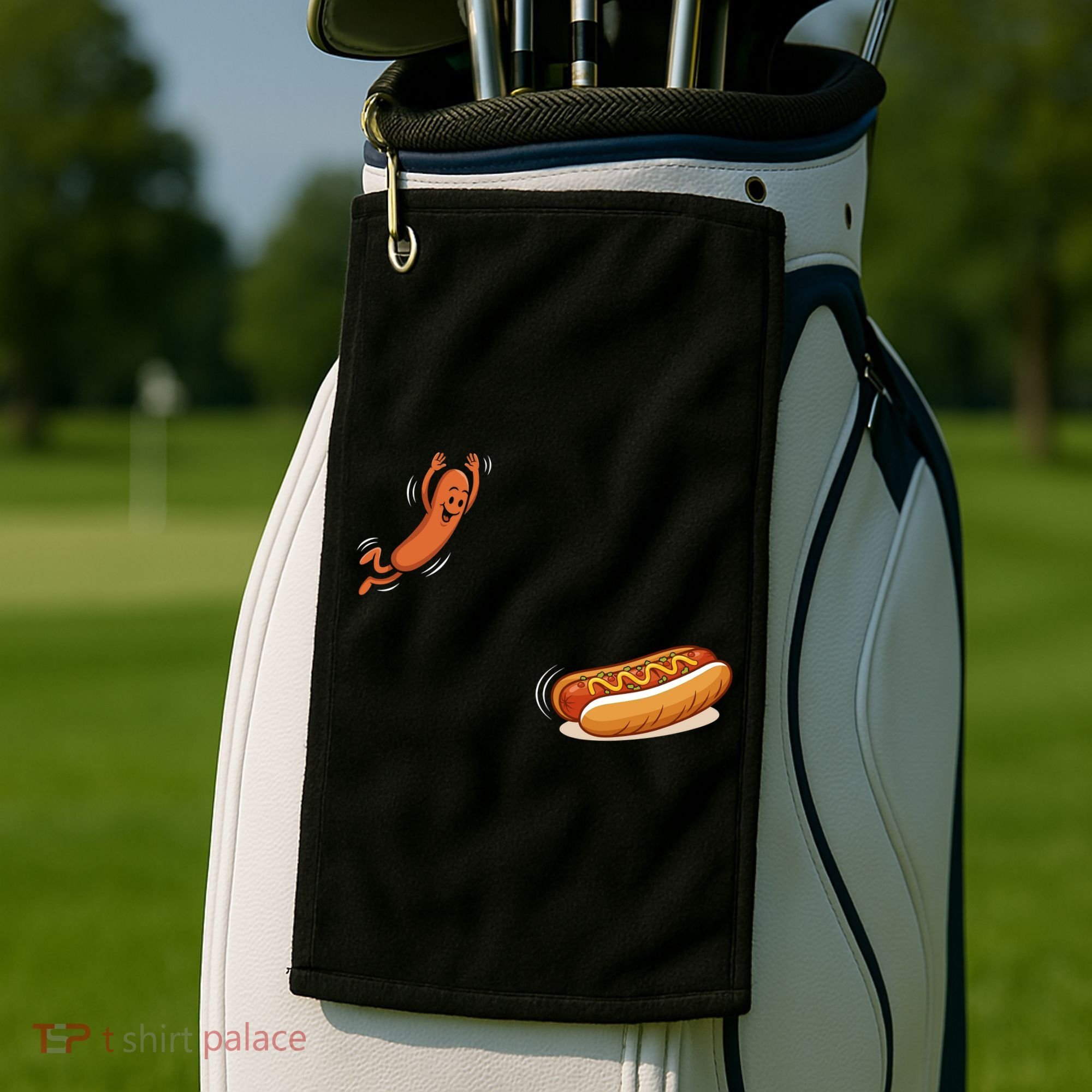 Hot Dog Jumping Into Bun Sausage BBQ Golf Towel