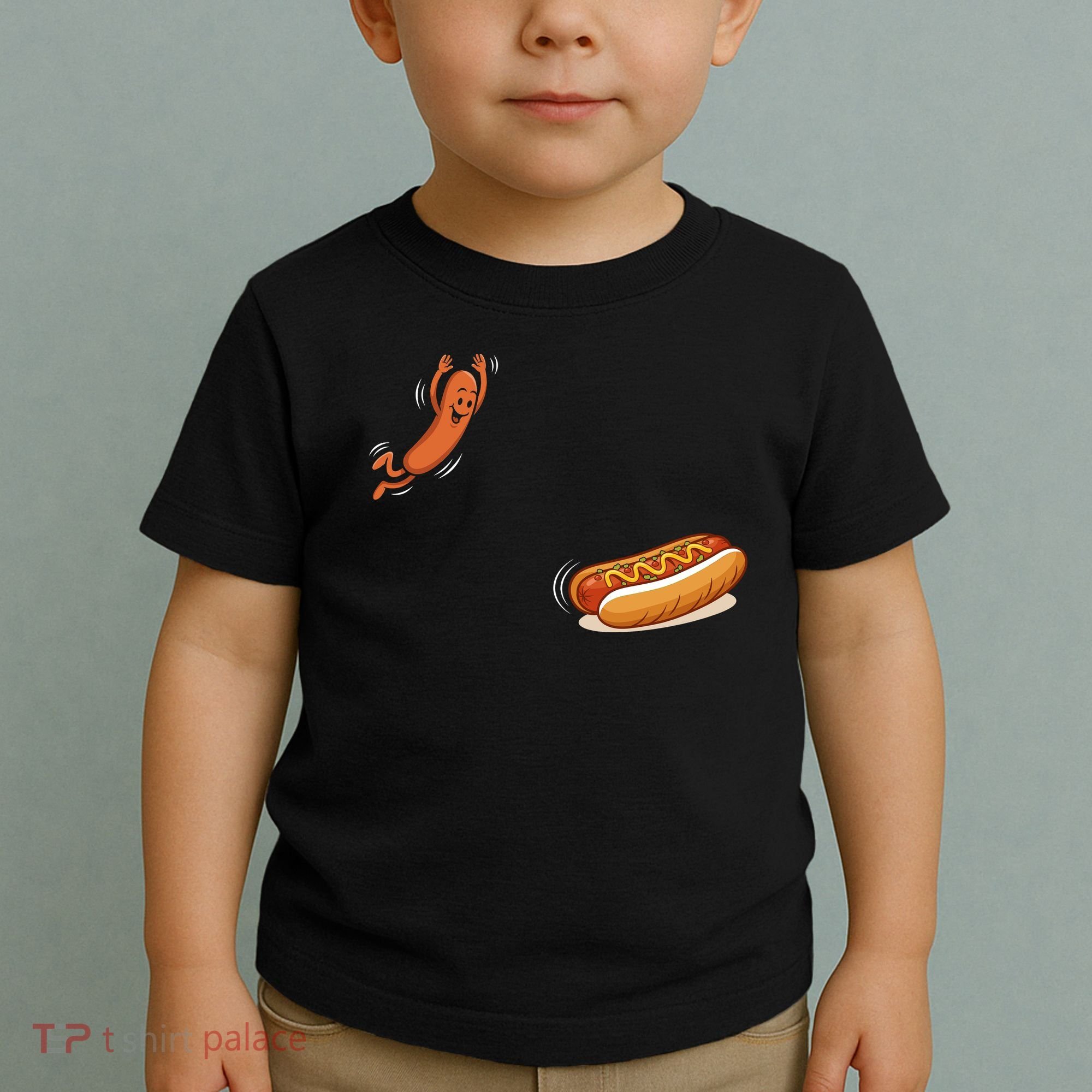 Hot Dog Jumping Into Bun Sausage BBQ Toddler T-Shirt