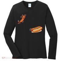 Hot Dog Jumping Into Bun Sausage BBQ Women's Long Sleeve Shirt thumb 0