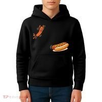 Hot Dog Jumping Into Bun Sausage BBQ Kids Hoodie thumb 4