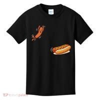 Hot Dog Jumping Into Bun Sausage BBQ Kids T-Shirt thumb 0