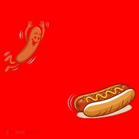 Hot Dog Jumping Into Bun Sausage BBQ Santa Hat thumb 1