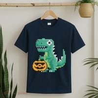 Halloween Dinosaur Kids Master Builder Building Blocks Brick T-Shirt thumb 2