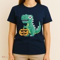 Halloween Dinosaur Kids Master Builder Building Blocks Brick T-Shirt thumb 4