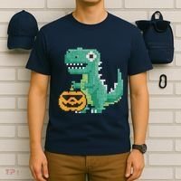 Halloween Dinosaur Kids Master Builder Building Blocks Brick T-Shirt thumb 6