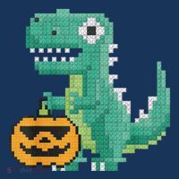 Halloween Dinosaur Kids Master Builder Building Blocks Brick T-Shirt thumb 7