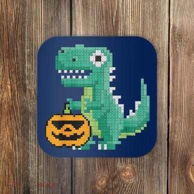Halloween Dinosaur Kids Master Builder Building Blocks Brick Coaster