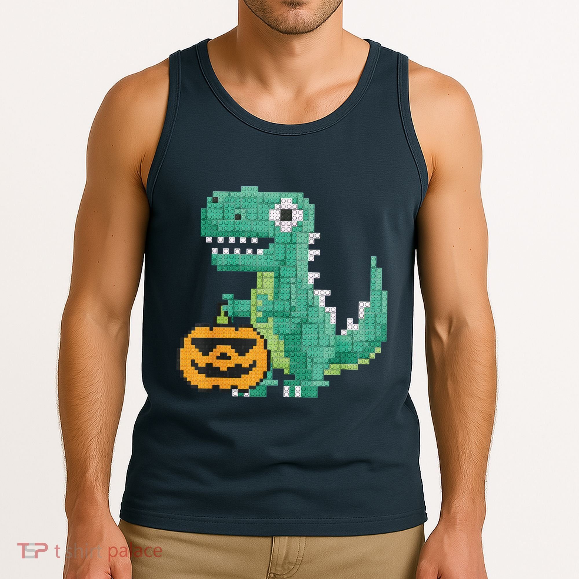 Halloween Dinosaur Kids Master Builder Building Blocks Brick Tank Top