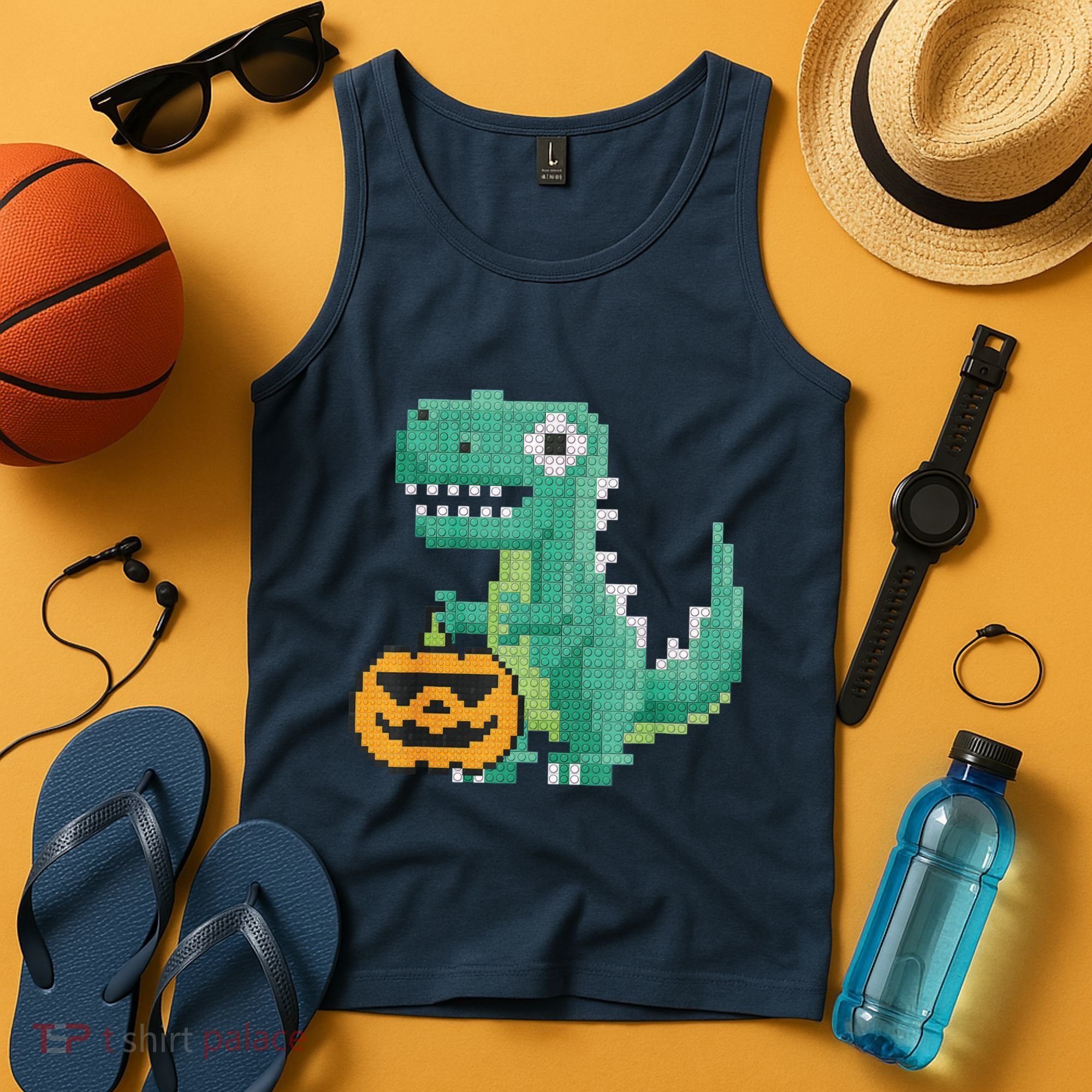 Halloween Dinosaur Kids Master Builder Building Blocks Brick Tank Top