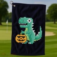 Halloween Dinosaur Kids Master Builder Building Blocks Brick Golf Towel thumb 1