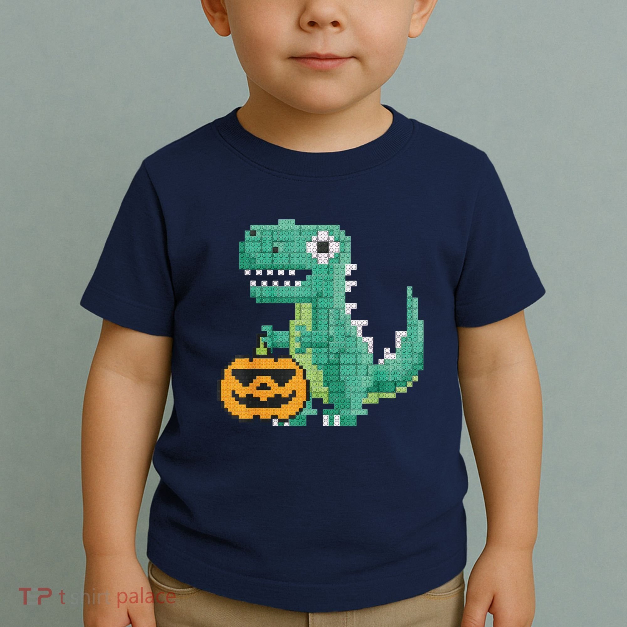Halloween Dinosaur Kids Master Builder Building Blocks Brick Toddler T-Shirt