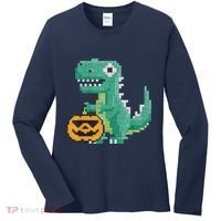 Halloween Dinosaur Kids Master Builder Building Blocks Brick Women's Long Sleeve Shirt thumb 0