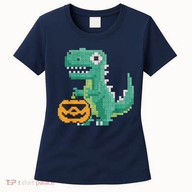 Halloween Dinosaur Kids Master Builder Building Blocks Brick Women's T-Shirt