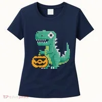 Halloween Dinosaur Kids Master Builder Building Blocks Brick Women's T-Shirt thumb 0