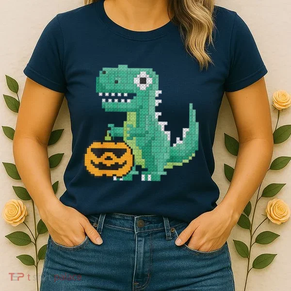 Halloween Dinosaur Kids Master Builder Building Blocks Brick Women's T-Shirt