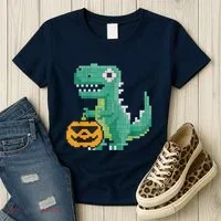 Halloween Dinosaur Kids Master Builder Building Blocks Brick Women's T-Shirt thumb 3