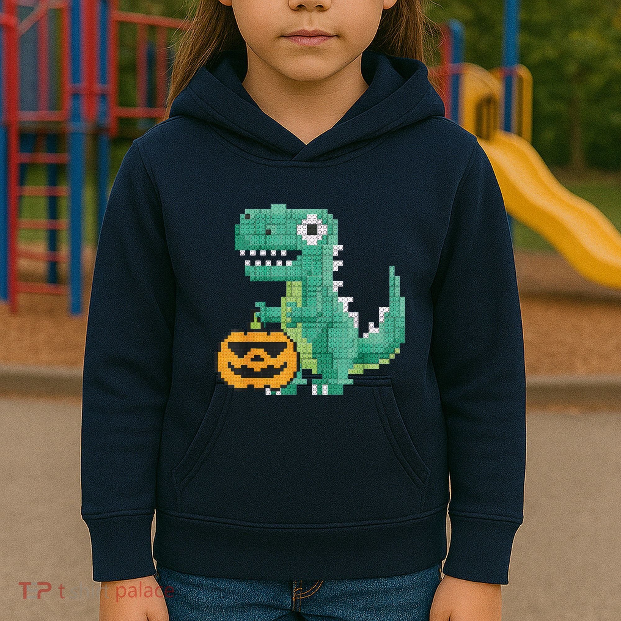 Halloween Dinosaur Kids Master Builder Building Blocks Brick Kids Hoodie