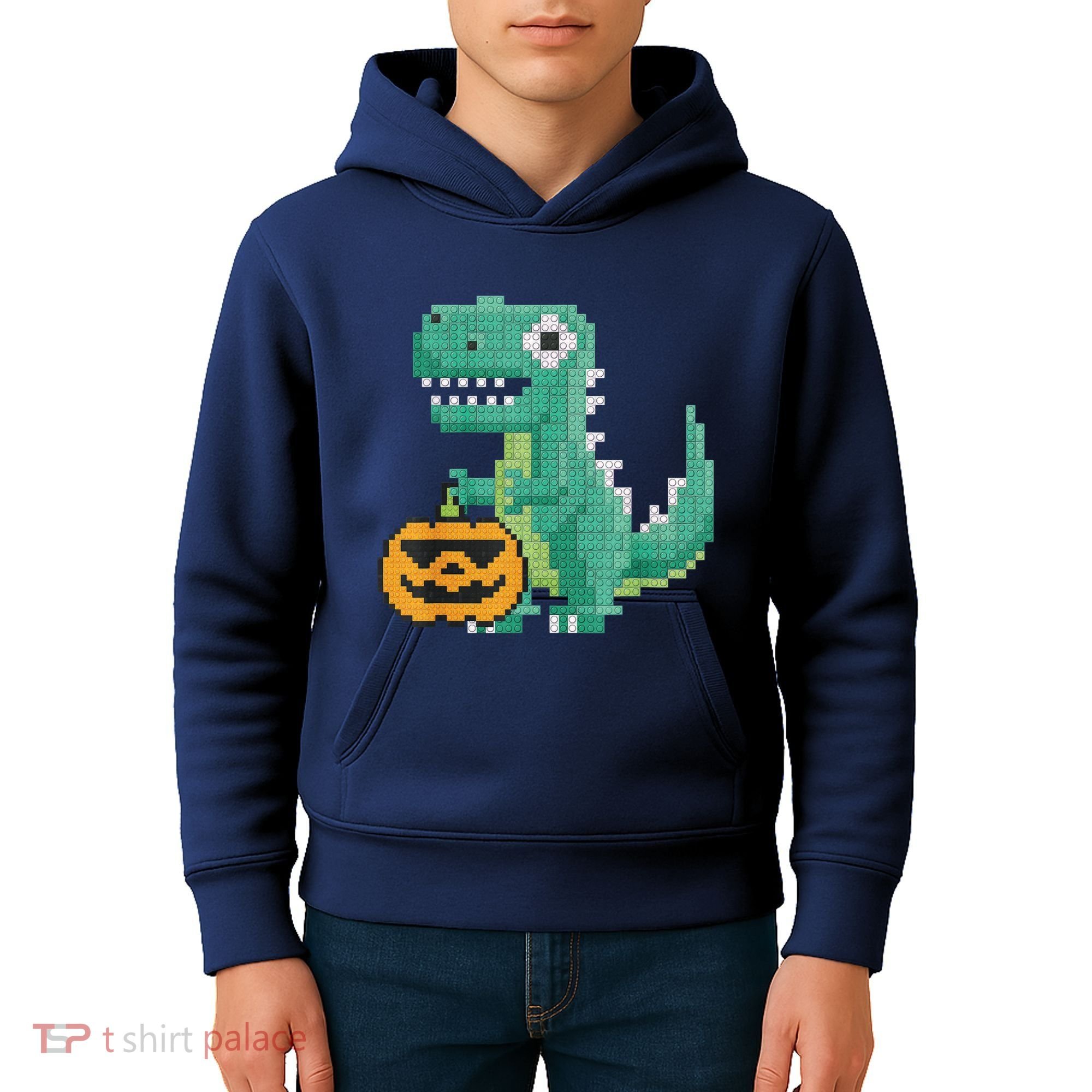 Halloween Dinosaur Kids Master Builder Building Blocks Brick Kids Hoodie